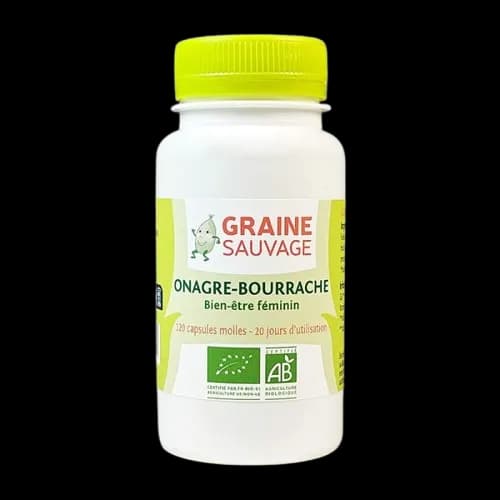 Huile Onagre-Bourrache Bio – 120 capsules